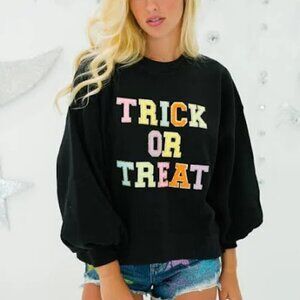 JUDITH MARCH Pullover Sweatshirt Halloween Trick or Treat Black- Size XL  $150